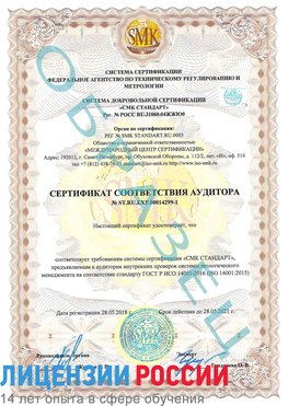 Образец сертификата соответствия аудитора №ST.RU.EXP.00014299-1 Новокузнецк Сертификат ISO 14001